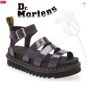 Dr Martens Blaire patent leather straps platform sandals black purple slingback